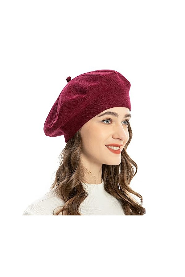 ZLYC Béret basque, classique Français, unicolore, chaud, pour femme, Gris Rhombique, taille unique