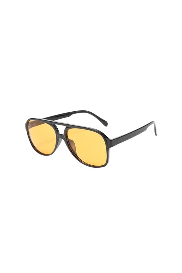  Lunettes de soleil rondes classiques pour homme et femme, nuances vintage, grand cadre en plastique, jaune, Taille unique