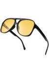  Lunettes de soleil rondes classiques pour homme et femme, nuances vintage, grand cadre en plastique, jaune, Taille unique