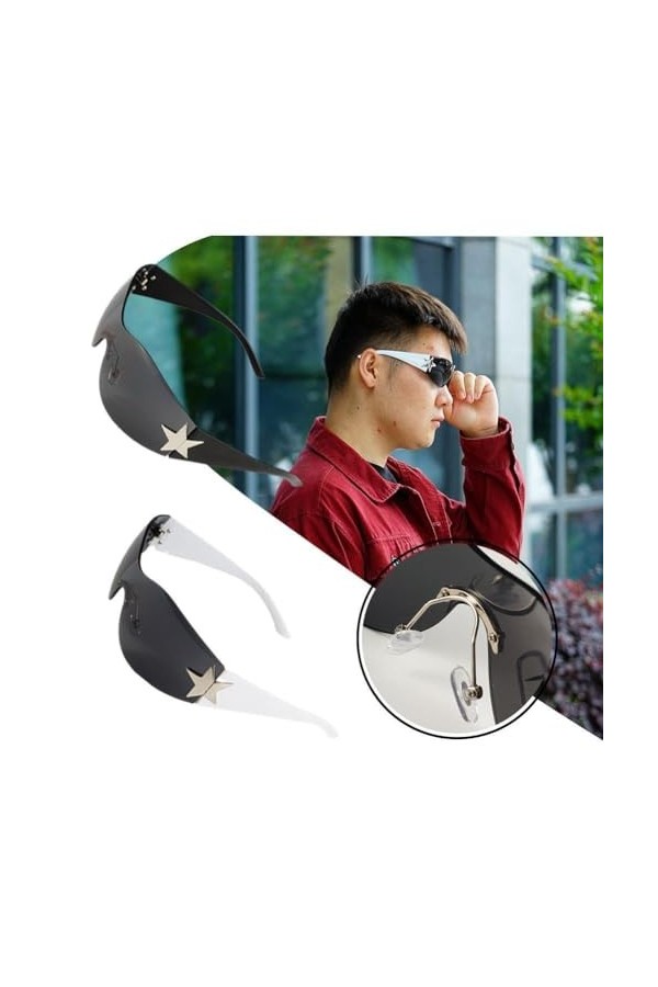 KITPIPI Lunettes de soleil punk pour femmes et filles, pièce UV400 sans monture autour de lunettes de soleil B8K7, lunettes s