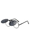 KITPIPI Steampunk Lunettes de soleil rétro rondes en métal pour homme et femme Punk Double lentille Lunettes de soleil circul