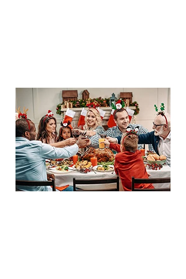 THE TWIDDLERS 8 Serre-Tête de Noël pour Enfants & Adultes - Père Noël, Bonhomme de Neige, Renne, Sapin - Solide & Confortable