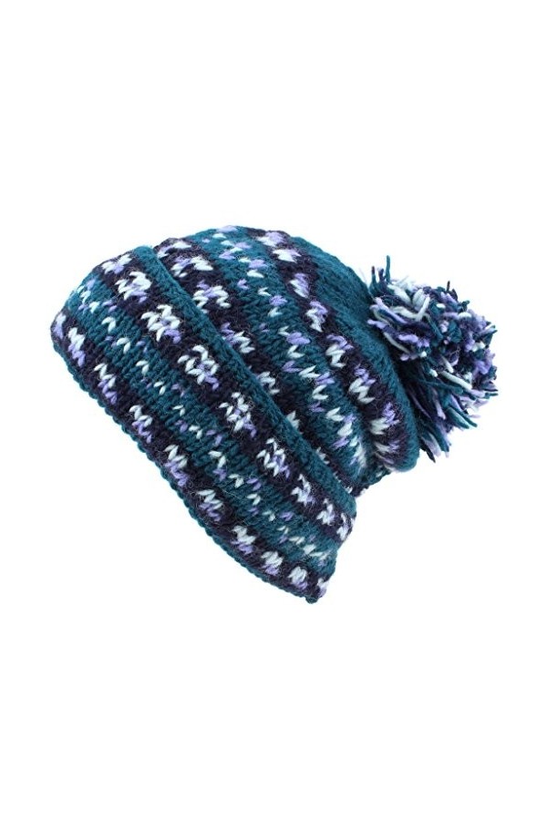 LOUDelephant Bonnet ample en laine épaisse, Fairisle Noir, taille unique