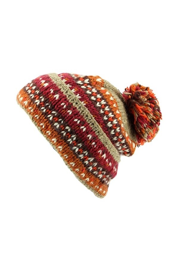 LOUDelephant Bonnet ample en laine épaisse, Fairisle Noir, taille unique