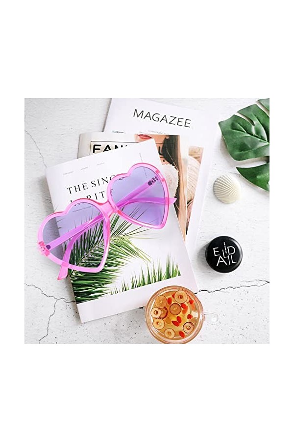 Vklopdsh Lunettes de soleil rétro surdimensionnées en forme de cœur des années 90 pour femmes et filles violet , violet