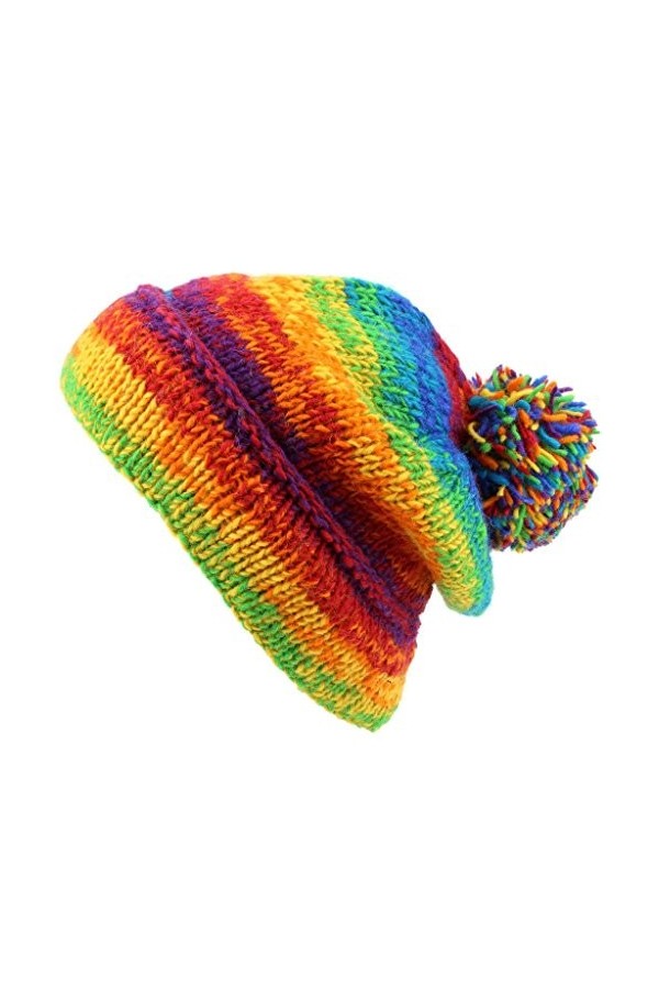 LOUDelephant Bonnet ample en laine épaisse, Fairisle Noir, taille unique