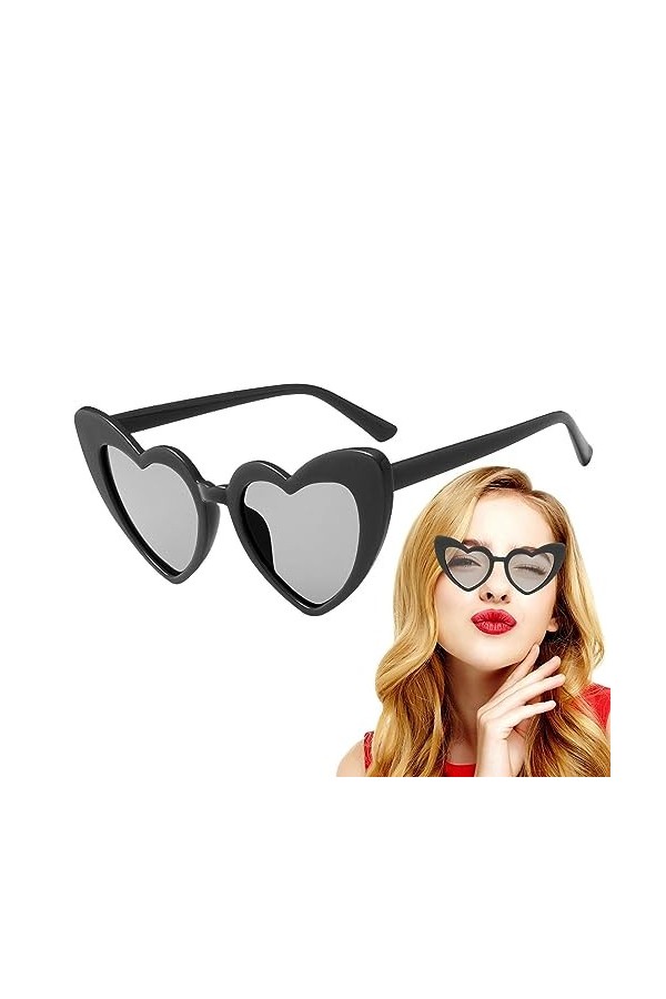 BOWCS Lunettes de soleil en forme damour pour femmes | Lunettes rétro colorées de style cœur avec protection UV - Lunettes t