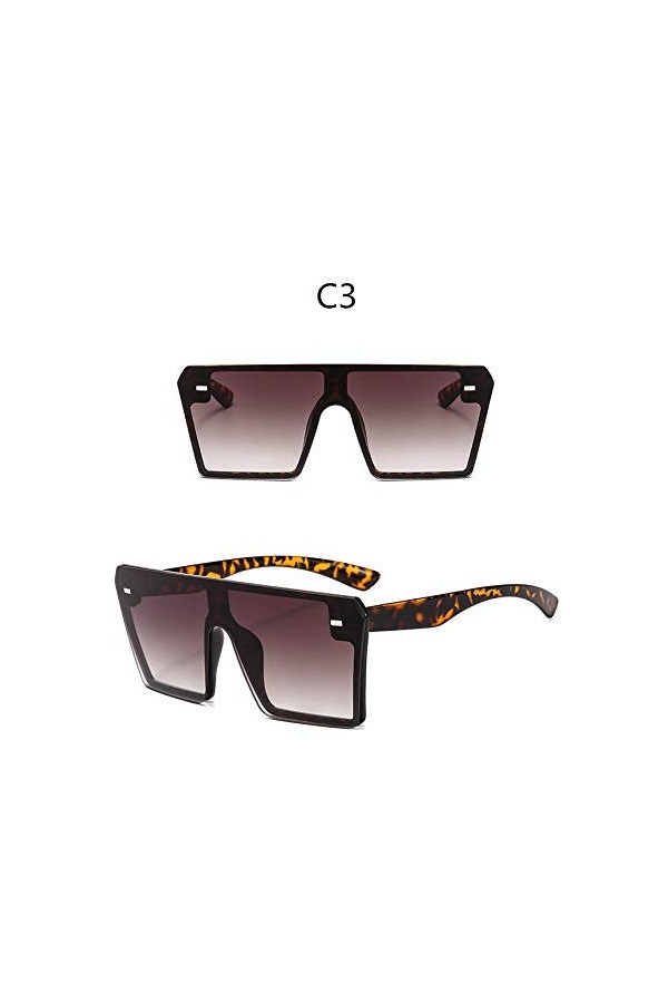 YIERJIU Lunettes Lunettes de Soleil carrées à Dessus Plat Femmes Mode Lunettes dégradées surdimensionnées pour Hommes,c3