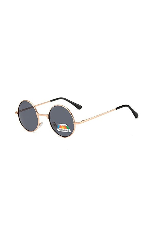Lunettes de soleil rétro rondes en métal polarisé, lunettes vintage pour homme et femme, verres prince miroir, lunettes de so