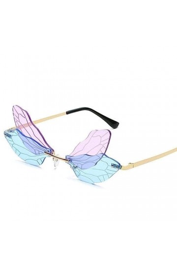 Cikiki Lunettes de soleil libellules sans monture en forme daile de libellule pour femmes/hommes lunettes de soleil irréguli