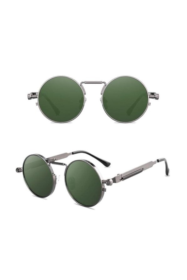 Lunettes de soleil vintage style punk unisexe rétro rond en métal lunettes de soleil multiples nouveau cadre lunettes W1Z8 St