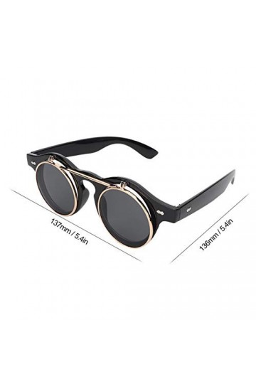 Lunettes de soleil vintage à rabat de style élégant, pour femme Bright black 
