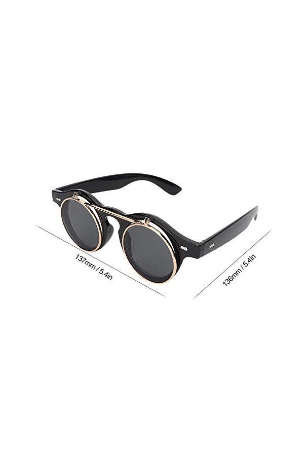 Lunettes de soleil vintage à rabat de style élégant, pour femme Bright black 