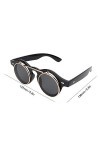 Lunettes de soleil vintage à rabat de style élégant, pour femme Bright black 
