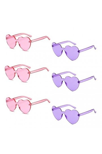 DULSPUE Lunettes de Coeur Soleil pour Femmes, Lunettes de Fête Sans Bord pour Femme,Cœur dAmour Lunettes de Soleil Teintées 