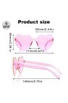DULSPUE Lunettes de Coeur Soleil pour Femmes, Lunettes de Fête Sans Bord pour Femme,Cœur dAmour Lunettes de Soleil Teintées 
