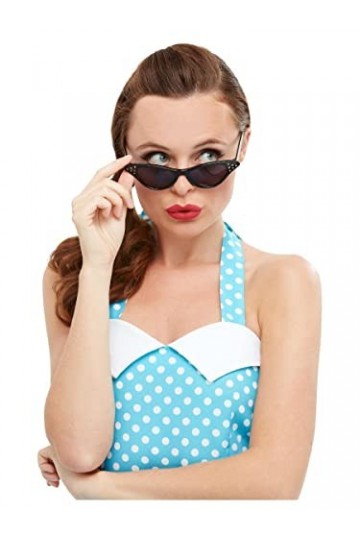 Smiffys 50770 Flyaway Style Rock & Roll Lunettes de soleil pour femme, noir, taille unique