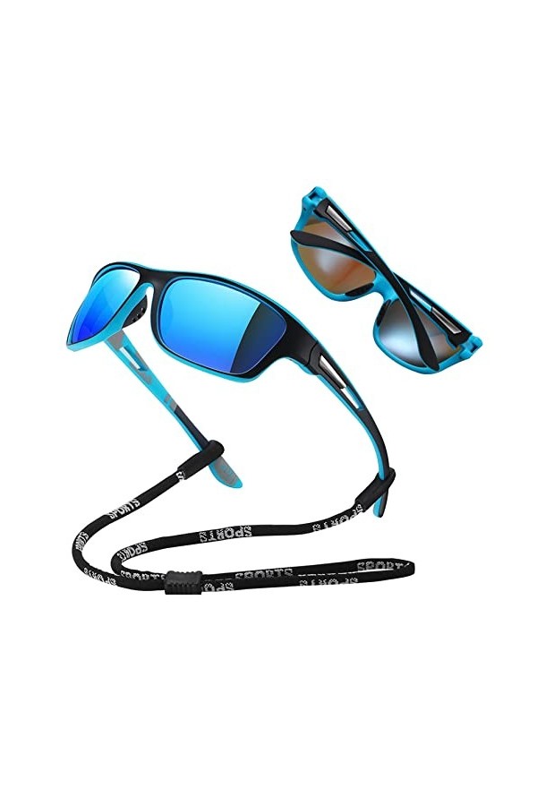 Moligin 1 * Lunettes de soleil polarisées avec lonyard Lunettes de soleil polarisées Men Femmes Répèles rétro Soleil avec san
