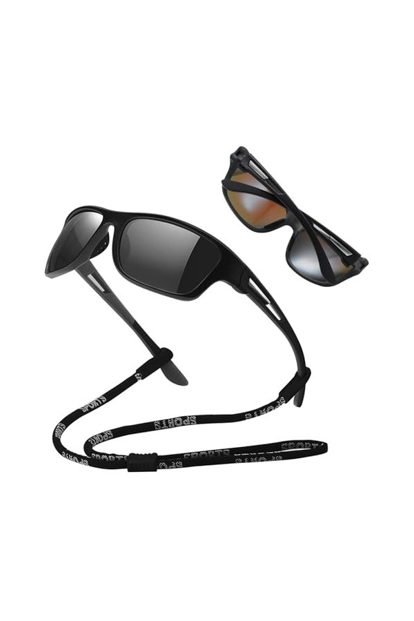 Moligin 1 * Lunettes de soleil polarisées avec lonyard Lunettes de soleil polarisées Men Femmes Répèles rétro Soleil avec san