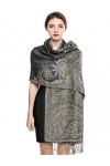 EASE LEAP Écharpe Pashmina pour Femme Châle Paisley Hijab de couleur chaude avec empiècements soyeux et sensation dans les co