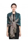 EASE LEAP Écharpe Pashmina pour Femme Châle Paisley Hijab de couleur chaude avec empiècements soyeux et sensation dans les co