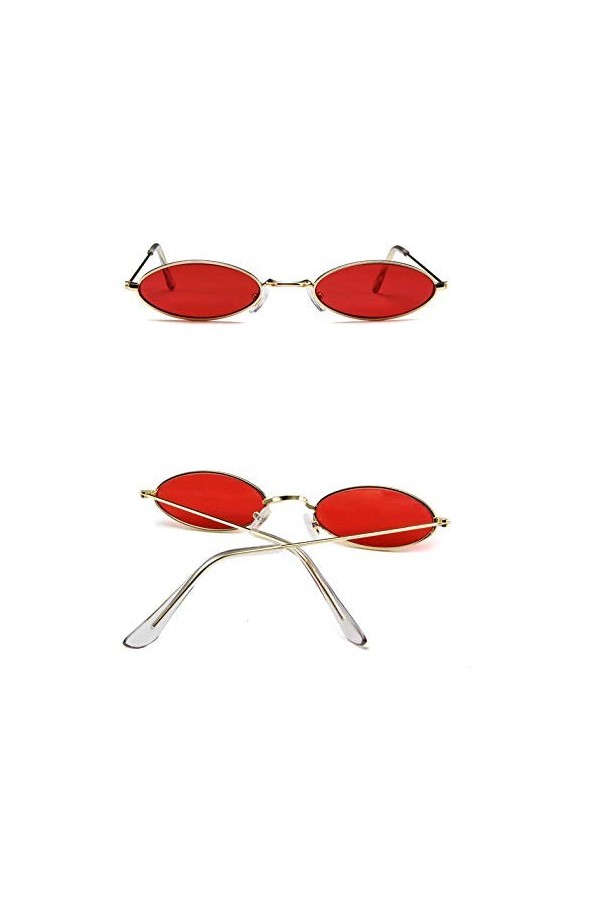 YUFUD Lunette de Soleil Lunettes de Soleil ovales Vintage Femmes Hommes rétro lentille Claire Lunettes Petites Lunettes de So