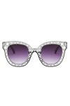 ZIRYXQ Lunettes de soleil rétro surdimensionnées en mosaïque pour femme - Modèle sexy - Style défilé - Décoration tendance - 
