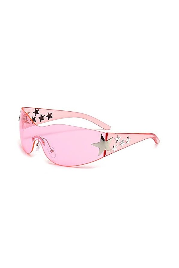 SHYKNYU Lunettes de soleil Y2k UV400 sans monture pour femmes et hommes punk lunettes tendance soleil étoile 3D cinq strass l