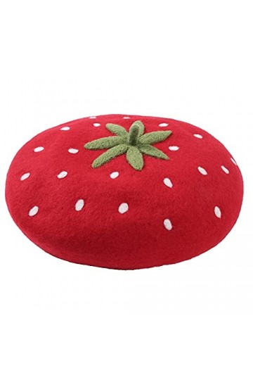 Zasy Laine Béret Décontractée Femmes Bonnets Fait Main Se sentait Fruit Chapeau Strawberry