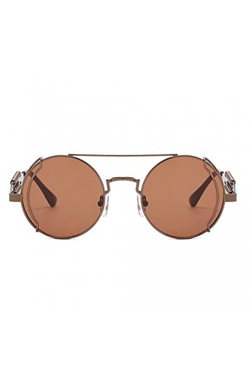 Somerway Femmes Hommes Lunettes De Soleil Cadre Rond Lunettes De Soleil Rétro Vintage Cyberpunk Lunettes Pour Sortir Fauve