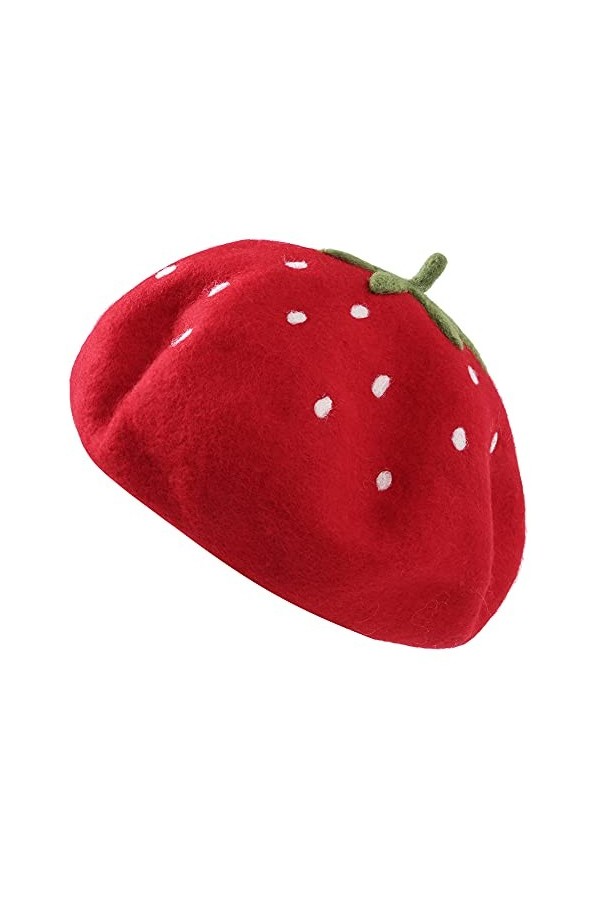 Zasy Laine Béret Décontractée Femmes Bonnets Fait Main Se sentait Fruit Chapeau Strawberry