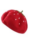 Zasy Laine Béret Décontractée Femmes Bonnets Fait Main Se sentait Fruit Chapeau Strawberry
