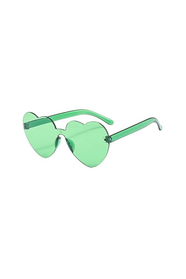 Lunettes de soleil pour femme - En forme de cœur - Lunettes de soleil classiques sans monture - Style hippie - Couleurs hippi
