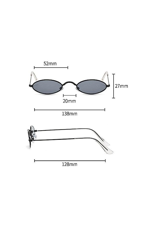 OCKULT CHUN Petites lunettes de soleil ovales rétro élégantes avec monture en métal pour femmes, punk, hommes, filles, Hip Ho