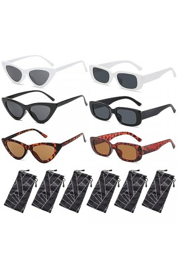 Lunette De Soleil Rectangulaire 6 Pcs Lunettes De Soleil Homme Femme Rectangulaire Lunettes De Soleil Style Yeux De Chat Mode