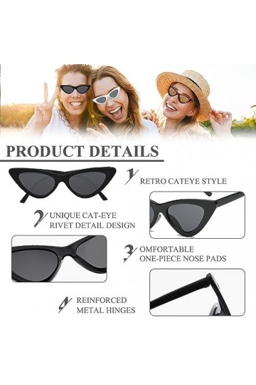 Lunette De Soleil Rectangulaire 6 Pcs Lunettes De Soleil Homme Femme Rectangulaire Lunettes De Soleil Style Yeux De Chat Mode
