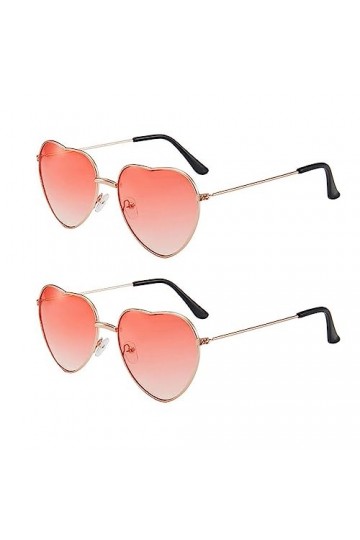 SALADOCY 2 Paires Lunettes De Coeur Décoratives, Lunettes De Soleil Hippie, Forme Coeur Couleur Dégradé, Pour Party Annivesai