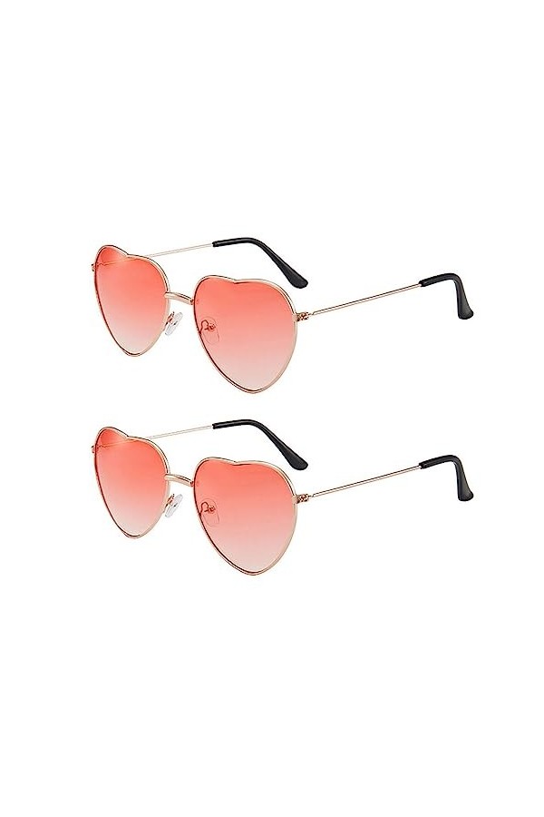SALADOCY 2 Paires Lunettes De Coeur Décoratives, Lunettes De Soleil Hippie, Forme Coeur Couleur Dégradé, Pour Party Annivesai