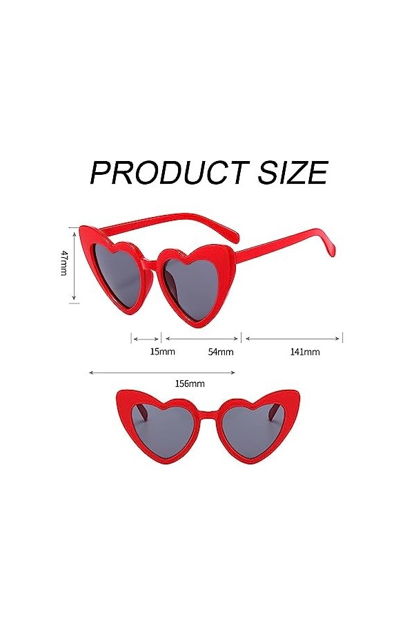 AWAVM Lunettes de soleil Vintage Love Heart des années 70,lunette coeur, pour femmes hommes enfants en forme de coeur fantais