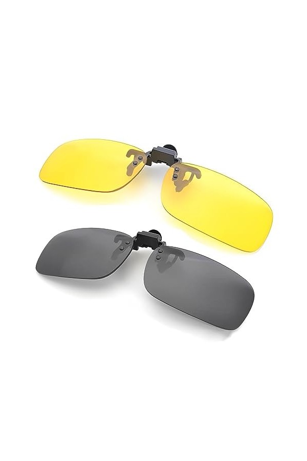 USTNIR Lot de 2 lunettes de soleil à clipser, verres polarisés adaptés aux lunettes de prescription, lunettes de soleil myopi