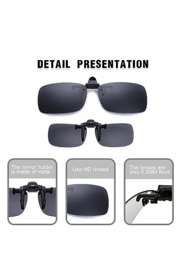 USTNIR Lot de 2 lunettes de soleil à clipser, verres polarisés adaptés aux lunettes de prescription, lunettes de soleil myopi