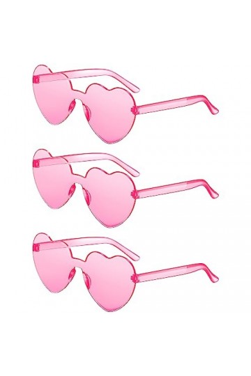 Hestya 3 Lunettes de Soleil de Cœur Lunettes de Soleil de Couleur de Bonbon Lunettes de Soleil sans Monture Transparentes Lun