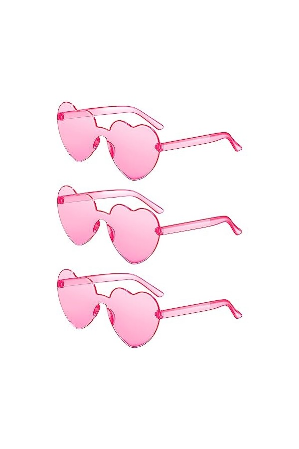 Hestya 3 Lunettes de Soleil de Cœur Lunettes de Soleil de Couleur de Bonbon Lunettes de Soleil sans Monture Transparentes Lun
