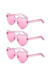 Hestya 3 Lunettes de Soleil de Cœur Lunettes de Soleil de Couleur de Bonbon Lunettes de Soleil sans Monture Transparentes Lun