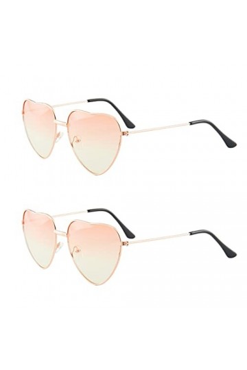 IUDWCG 2 Pcs Lunettes hippie en forme de coeur,lunettes de soleil transparentes de couleur bonbon lunettes vintage en forme d