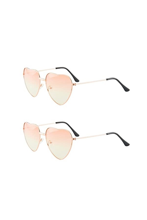 IUDWCG 2 Pcs Lunettes hippie en forme de coeur,lunettes de soleil transparentes de couleur bonbon lunettes vintage en forme d