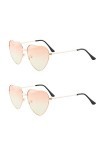 IUDWCG 2 Pcs Lunettes hippie en forme de coeur,lunettes de soleil transparentes de couleur bonbon lunettes vintage en forme d