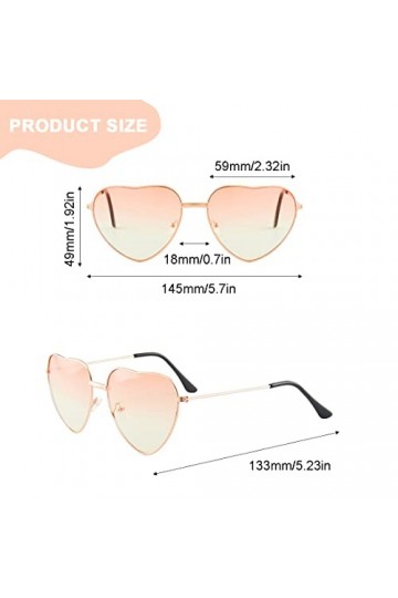 IUDWCG 2 Pcs Lunettes hippie en forme de coeur,lunettes de soleil transparentes de couleur bonbon lunettes vintage en forme d