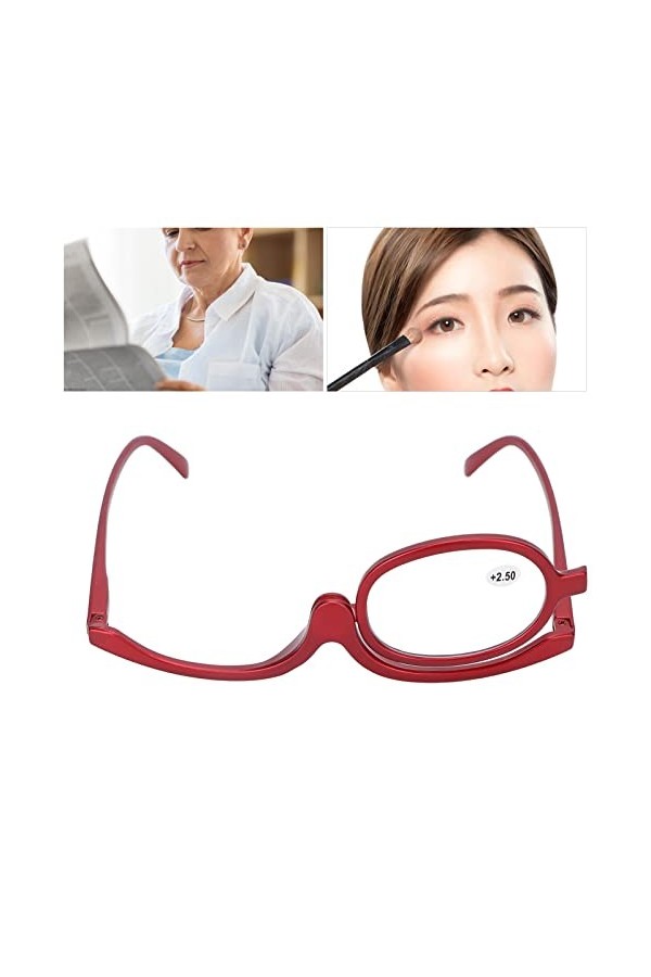 Lunettes de Maquillage pour Femmes Rabattables, Lunettes de Maquillage Grossissantes à Lentille Unique Rotatives à la Mode Lu