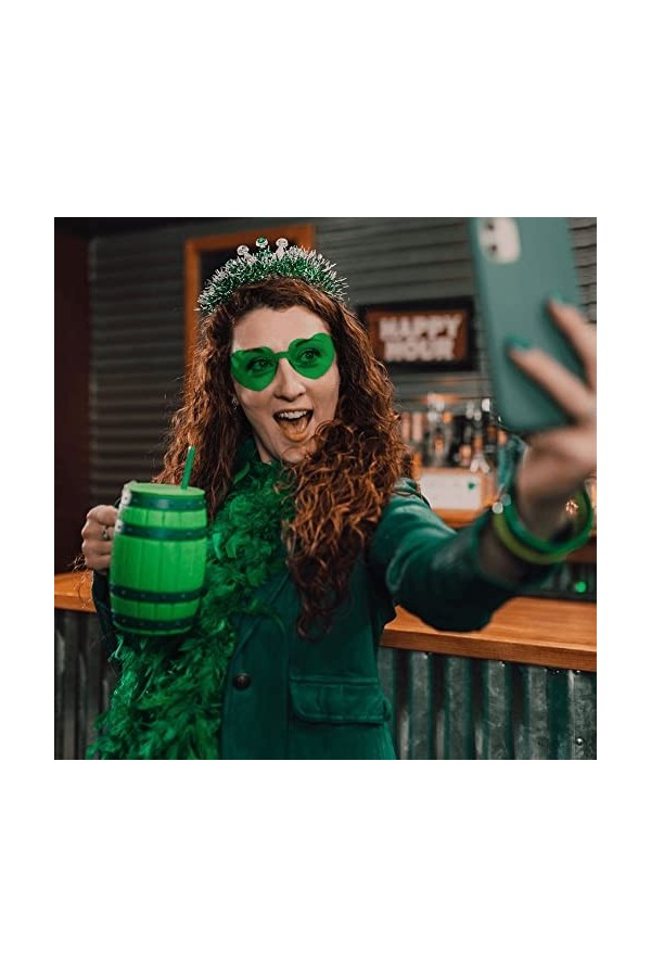 Stakee 2 pièces lunettes de soleil vertes sans monture lunettes en forme de coeur lunettes de soleil vertes transparentes